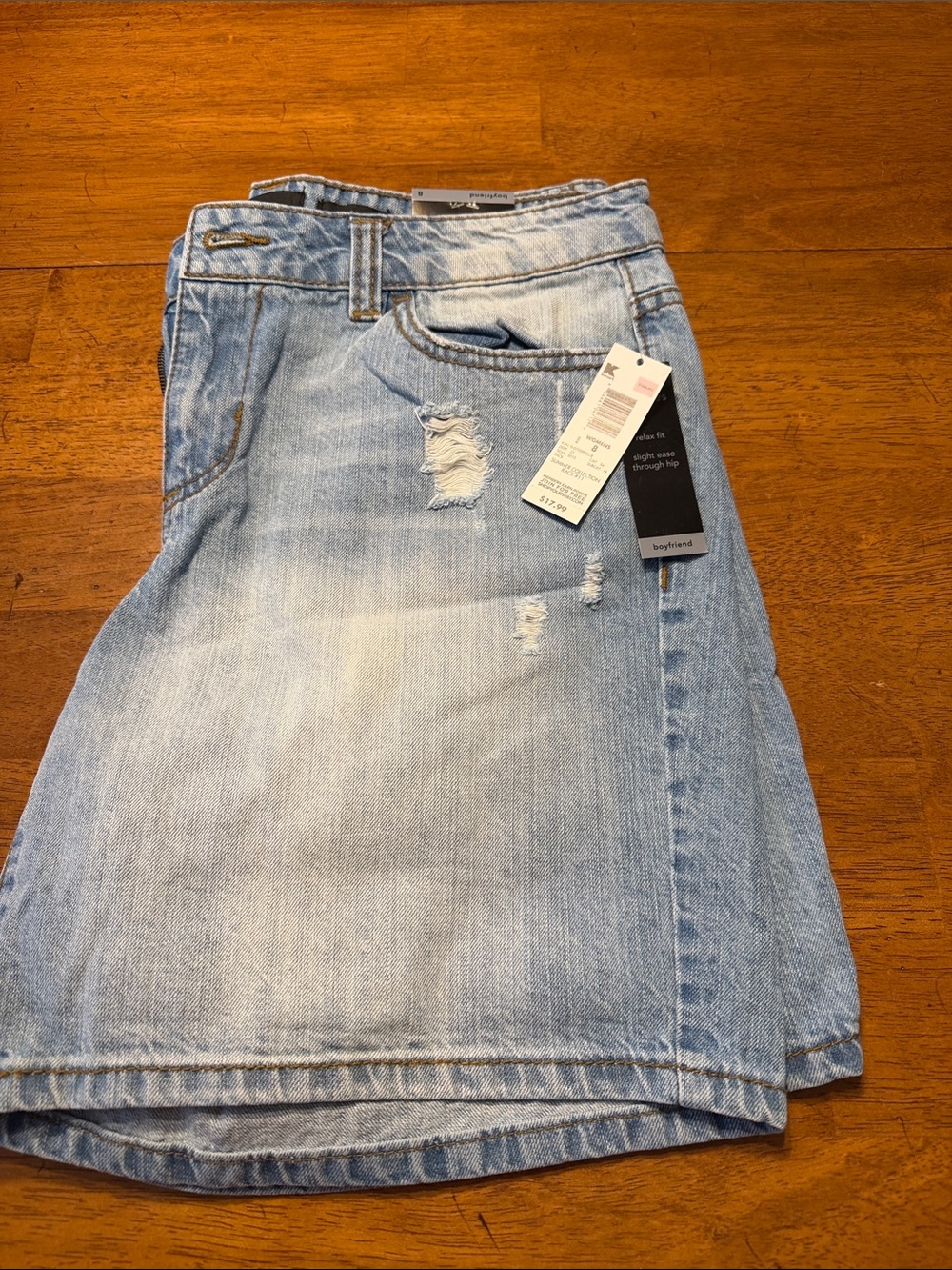 attention Light Blue Distressed Boyfriend Jean Shorts